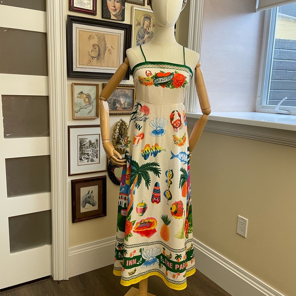 Tropical Print Sleeveless Dress